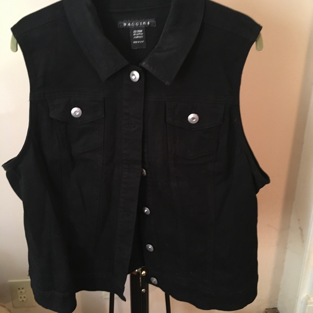 Black Denim Sleeveless Jacket/Vest